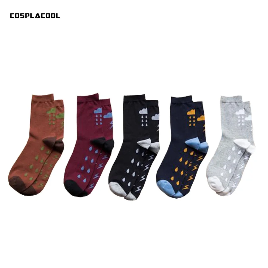 

[COSPLACOOL]The weather lightning cloud pattern men in tube socks cotton autumn winter Rain chaussette homme calcetines hombre