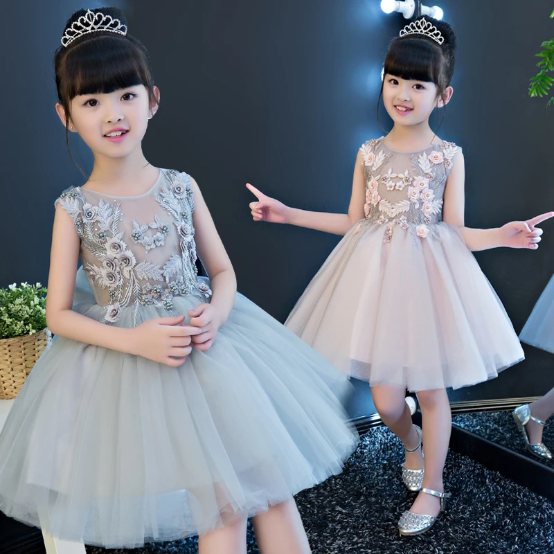 

Baby Girl First Communion Embroidery Dresses Kids Party Ball Gown Princess Birthday Bridesmaid Children Tutu Dress Girl2-15Years