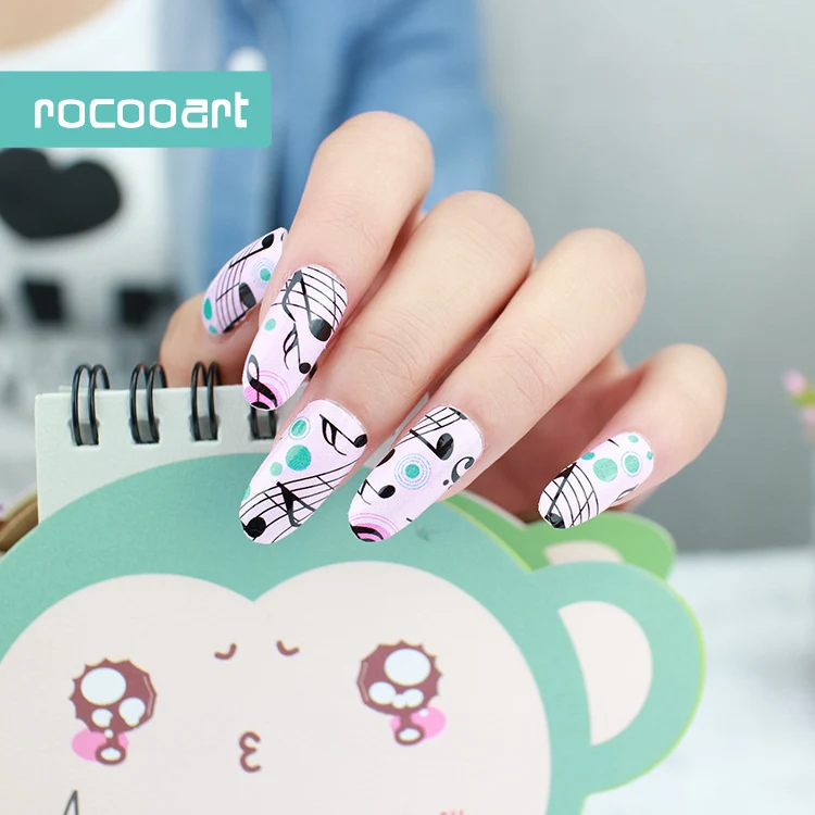 Rocooart музыкальные наклейки для ногтей маникюра Наклейки декора девочек Цветные