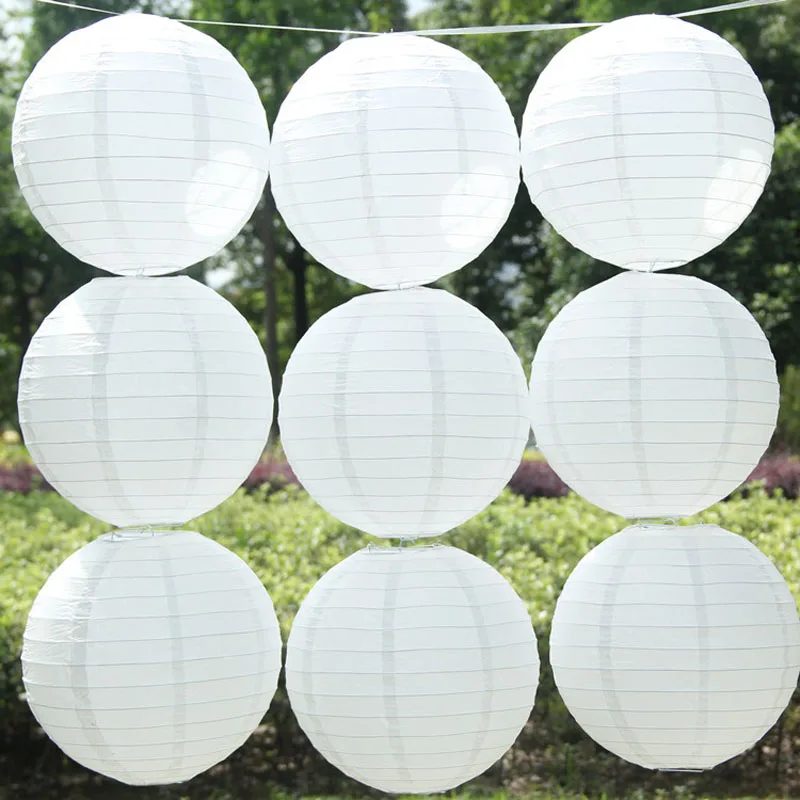 

10pcs/lot White Color 10cm/20cm/25cm/30cm/35cm/40cm Wedding Lantern Party DIY Paper Hanging Round Ball Light Decoration
