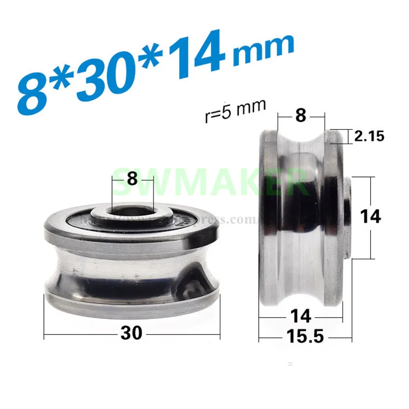 1pcs-8-30-14mm-U-groove-bearing-pulley-SG25-non-standard-Gothic-groove-embroidery-machine-wheel