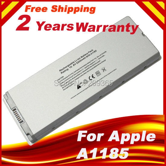 White 5600mAh A1185 A1181 Laptop Battery For Apple MA566 MA566FE/A MA566G/A  MA566J/A FOR