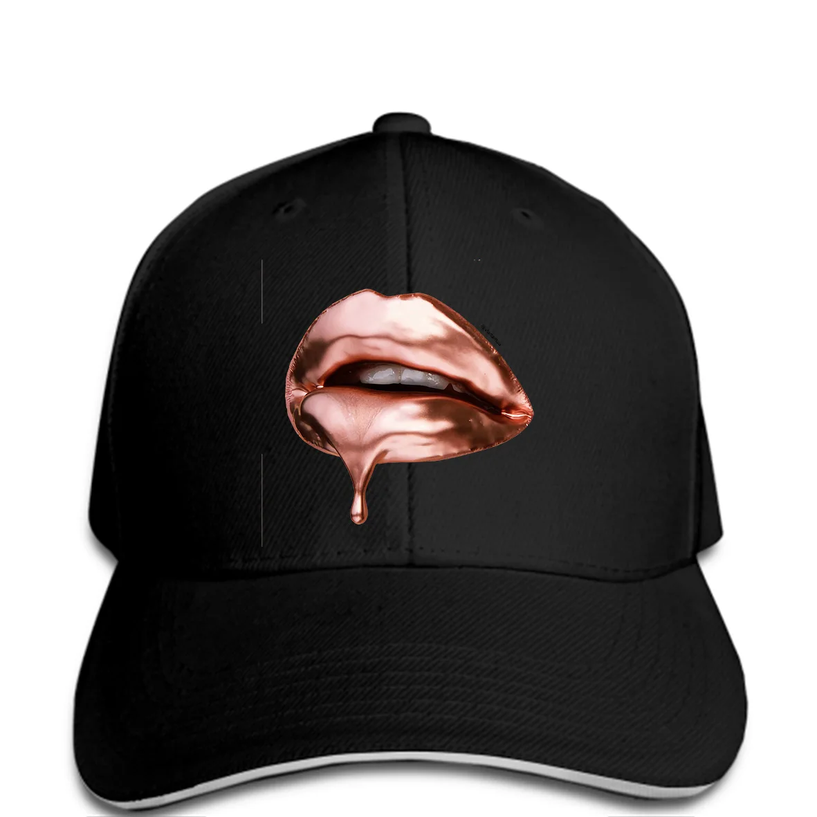 Men Baseball cap New Rose Gold Dripping Lip Art funny Hat novelty