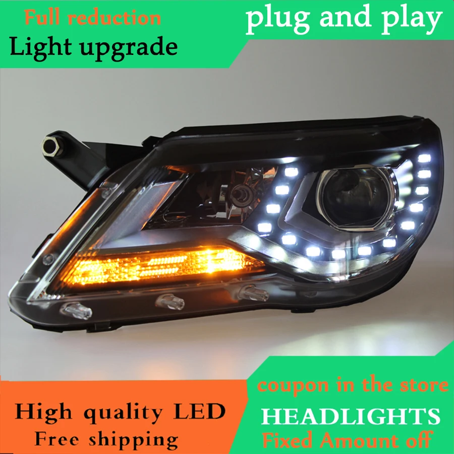 

Car Styling for VW Tiguan Headlights 2009-2013 Tiguan LED Headlight DRL Bi Xenon Lens High Low Beam Parking Fog Lamp Front lamp