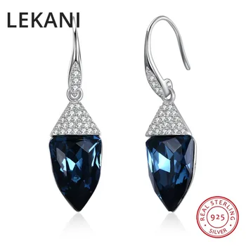 

LEKANI Crystals From Swarovski Vintage Retro Triangle Drop Earrings For Women Party Real S925 Silver Fine Jewelry 2019 Gifts