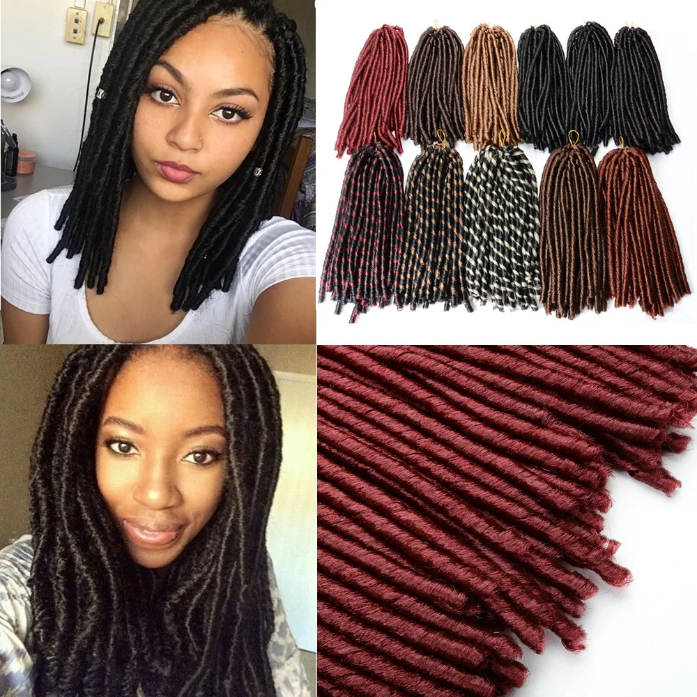 Мягкие Faux locs 1" 70 г ямайские вязанные крючком косы волосы полная звезда наращивание волос коричневый Омбре черные синтетические волосы 1 упаковка для женщин