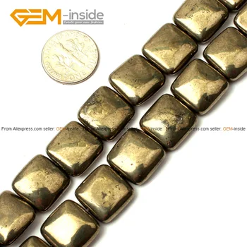 

Gem-inside Natural Pyrite Beads Flat Square Cube Beads Beads For Jewelry Making Diy Bracelet Strand 15inch Selectable Size