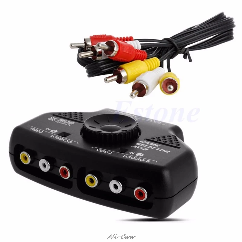 2Way Audio Video AV RCA Selector Switch Box Splitter 3RCA Cable For