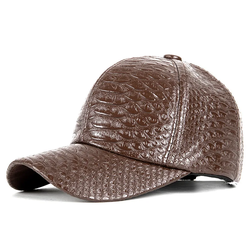 

LDSLYJR 2019 new style Crocodile pattern pu Baseball Cap Adjustable Snapback cap for men 78