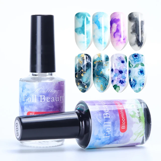 Download 15ml Blue Series Nail Polish Gradient Watercolor Nail Painting Blooming Gel Marble Decoration ...