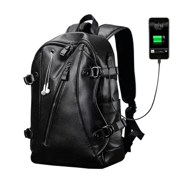 

Black Genuine Leather Backpack For School Men Boy Luxury Brand Men Waterproof Laptop Backpacks 15.6 Inch USB Anti-Theft Gym Bags