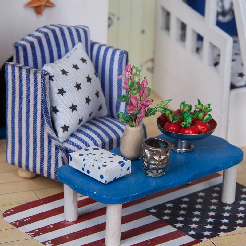 Dark Blue Dream Деревянный DIY кукольный домик миниатюрный милый мини сборные наборы