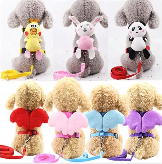 

Cute 3D Angel Wing Pet Leashes and Collars Set Puppy Leads for Small Dogs Cats Adjustable Dog Harness Outdoor Pet Accessories