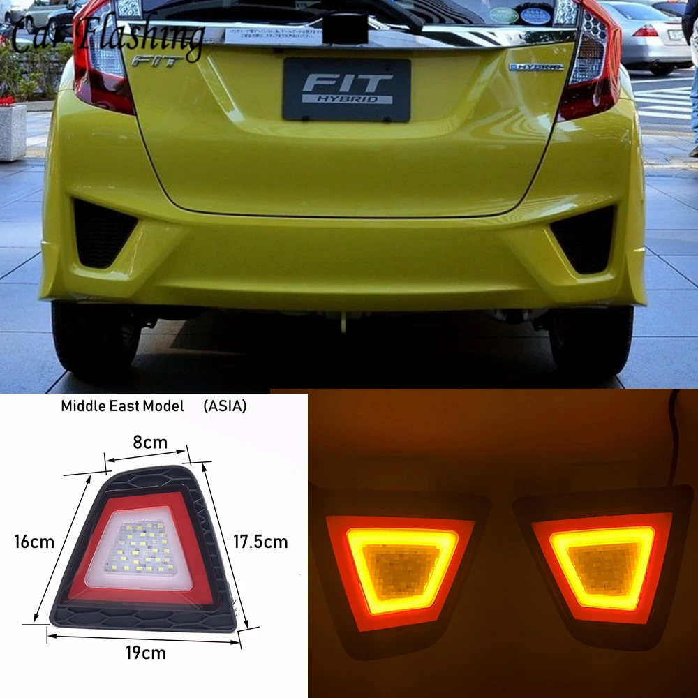 

1pair For Honda Jazz FIT 2014 2015 2016 2017 Multi-functions Car LED Rear Fog Lamp Brake Light Turn Signal Light Reverse Lamp