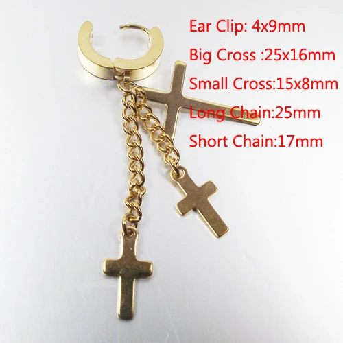 1 Piece Punk Stainless Steel Stud Earring Men Cross Earring Fashion Tassels Crosses Body Piercing Jewelry Black - Image 5