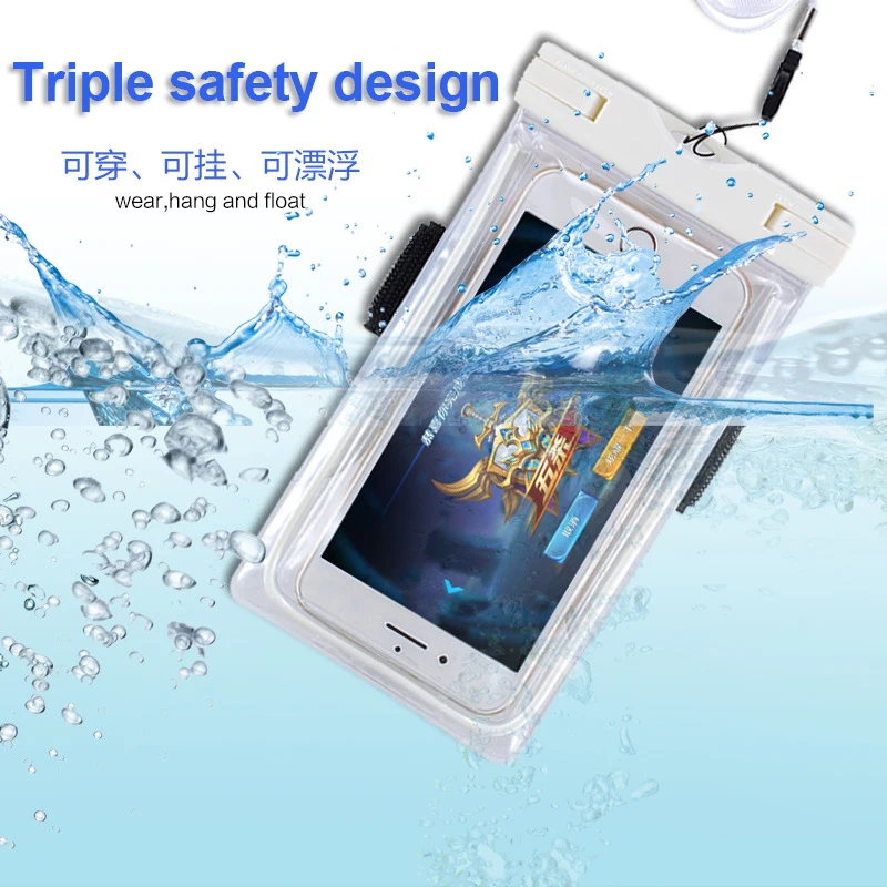 

6 colors Top quality Mobile Phone Pouch 20M Waterproof Bag Underwater Dry Case Cover For snorkeling Canoe Swimming Drifting