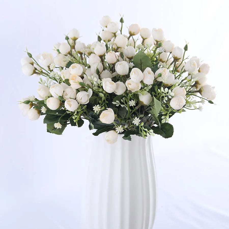white mini silk rose artificial flowers for wedding decoration bride fake flower bouquet diy home decor art accessories for vase white mini silk rose artificial flowers for wedding decoration bride fake flower bouquet diy home decor art accessories for vase