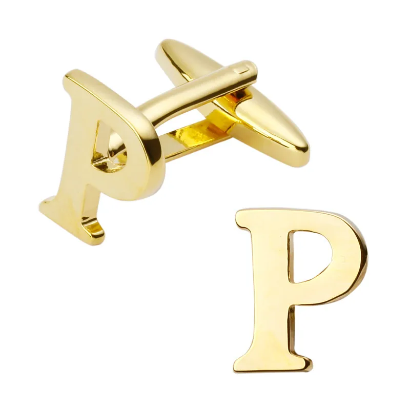 New high quality brass plated letters P Cufflinks Mens Jewelry shirt