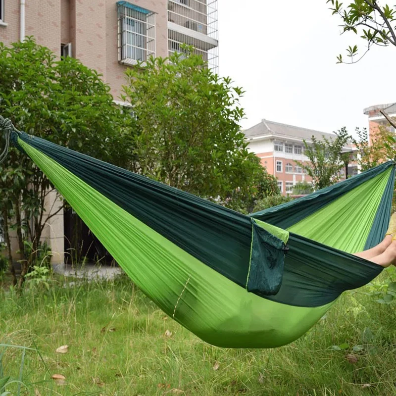 

New multi-color maximum load 300kg outdoor parachute cloth double wrinkle flash nylon silk super hammock