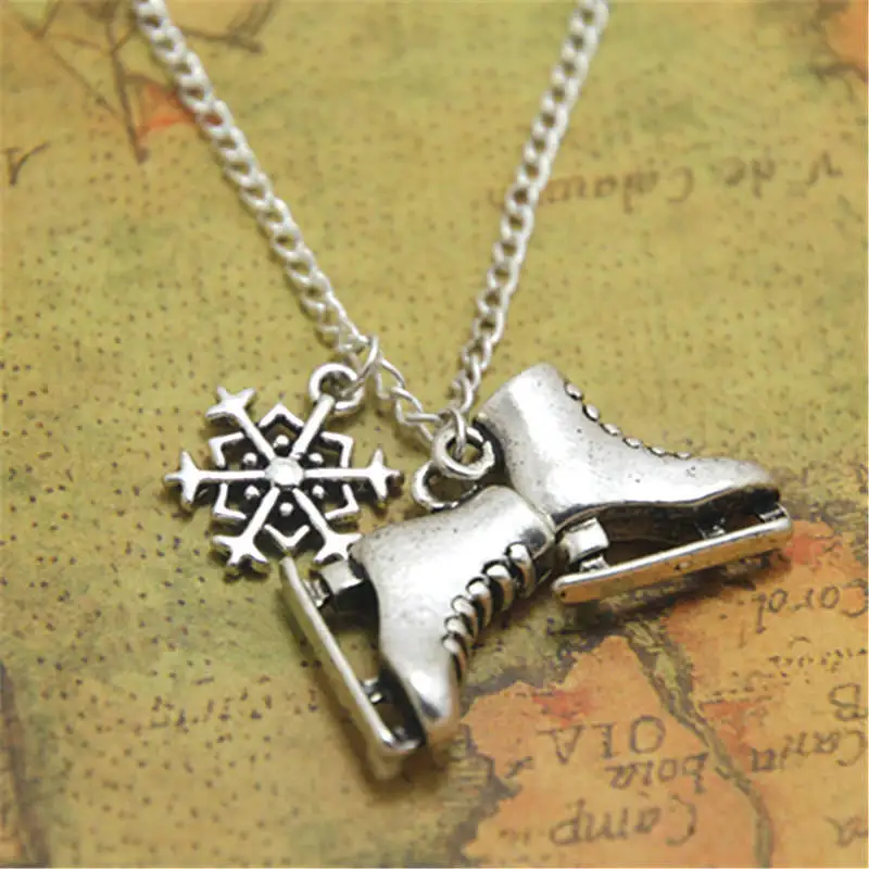 

Ice Skate necklace Ice Skate Charm pendant Winter Jewelry,Snowflake Charm Valentine's Gift Women Fashion Alloy Jewelry Choker