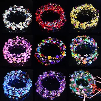 

8pcs! Handmade roses glowing wreaths Flower crown Glowing wreaths for birthdayday wedding party girl head decoration