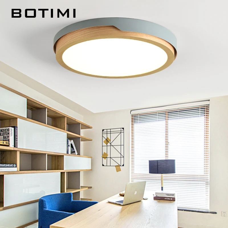 BOTIMI 220 В светодиодный белый круглый потолочный светильник в скандинавском стиле, настенный светильник для спальни, гостиной, деревянной кухни, осветительный прибор
