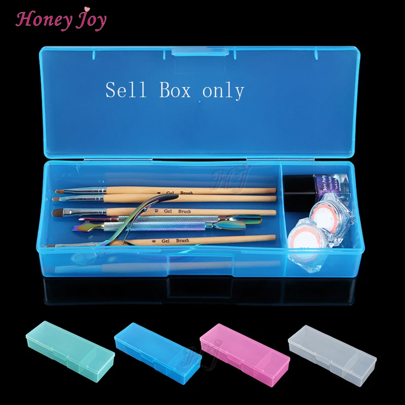 

1pc Divided Rooms Nail Art Tool Makeup Brush Pen Tool Storage Box Case Container 26cm (L) x 9.8cm(W) x 3.5cm (H) Clear