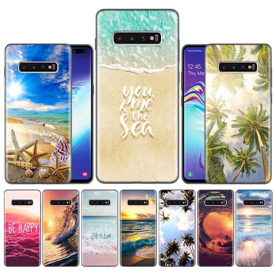 

Capas Case Coque for Samsung Galaxy S10 S9 S8 Plus 5G A30 A50 A70 A40 A20 Note 8 9 10 Cover Carcass Wave point Ocean Beach Sunse