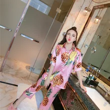 Весна, лето, осень Для женщин Китай атласные шелковые пижамы Наборы для ухода за кожей sleepcoat и Брюки для девочек Женский Классический пижамы леди домашняя одежда