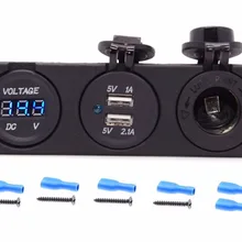 Тройной Функция Dual USB Зарядное устройство+ синий светодиодный выход вольтметра гнездо утопленное гнездо морской для цифровых устройств для мобильных телефонов и планшетов