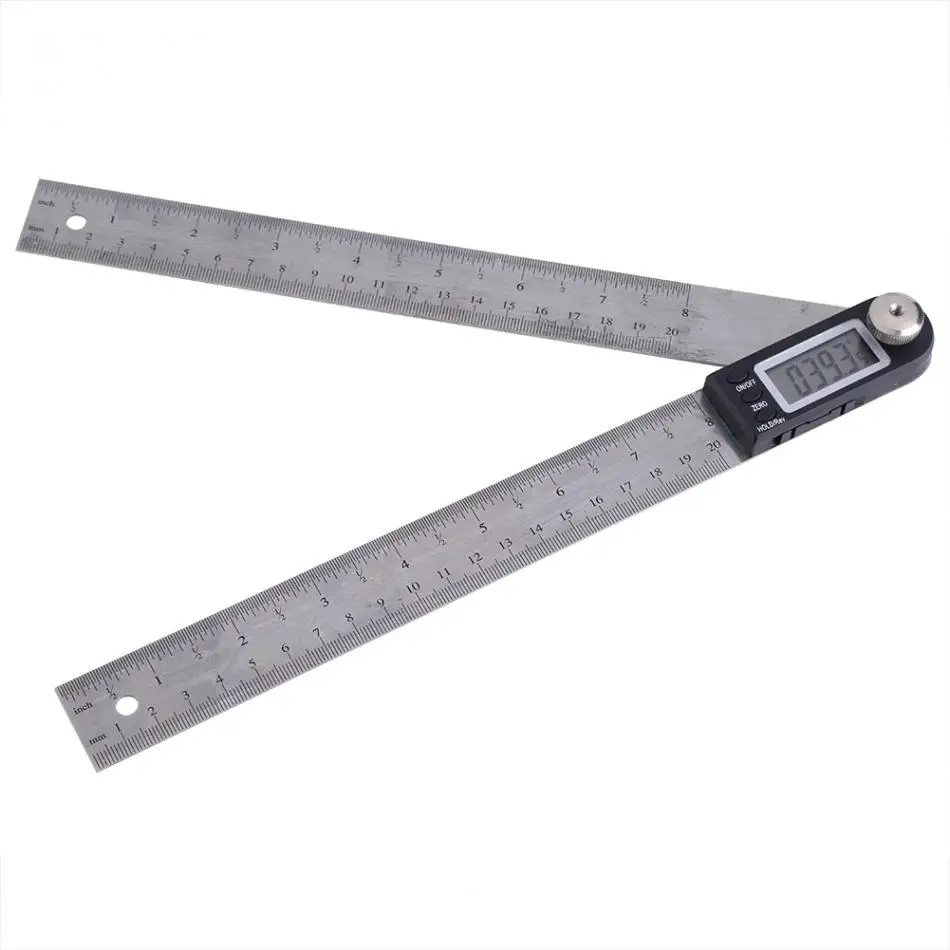 200mm Stainless Steel LCD Digital Protractor Goniometer Gauge
