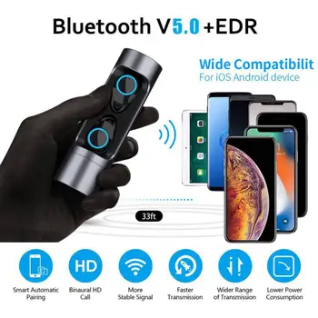 

TWS Wireless Bluetooth 5.0 Earphones Sports Waterproof Earbuds Adaptive Noise Reduction With 1000mAh Charging Box