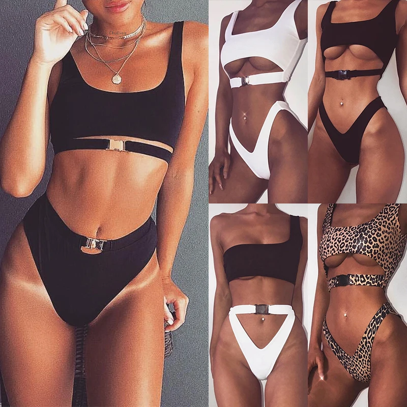 Verano Bikini 2019 traje De baño mujer traje De baño Sexy Bikini conjunto sólido traje De baño brasileño ropa De playa Push Up Maillot De Bain Femme