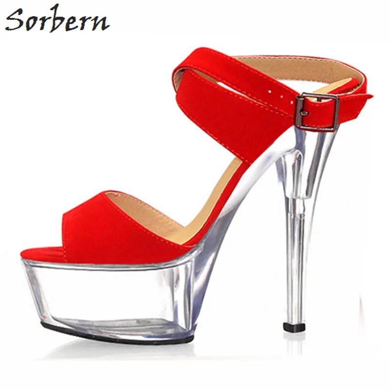 

Sorbern Transparent Heels Sandals Sweet Party Decorations Shoes Ankle Strap Size 10 Summer Open Toe Women Platform Sandals