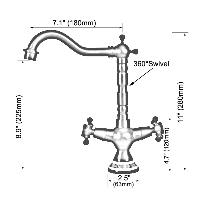 Antique Red Copper Brass Dual Cross Handles Bathroom Kitchen Basin Sink Faucet Mixer Tap Swivel Spout Deck Mounted mnf619
