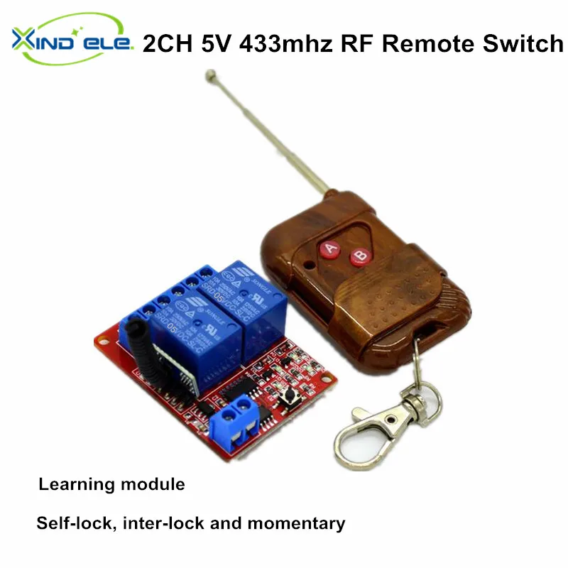 

5V 2 Channel RF Wireless Remote Control Light Switch Receiver Relay Module 433MHz interruptor