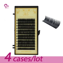 4 лотка J& S шелковое наращивание ресниц, все размеры: B, C, D 0,10