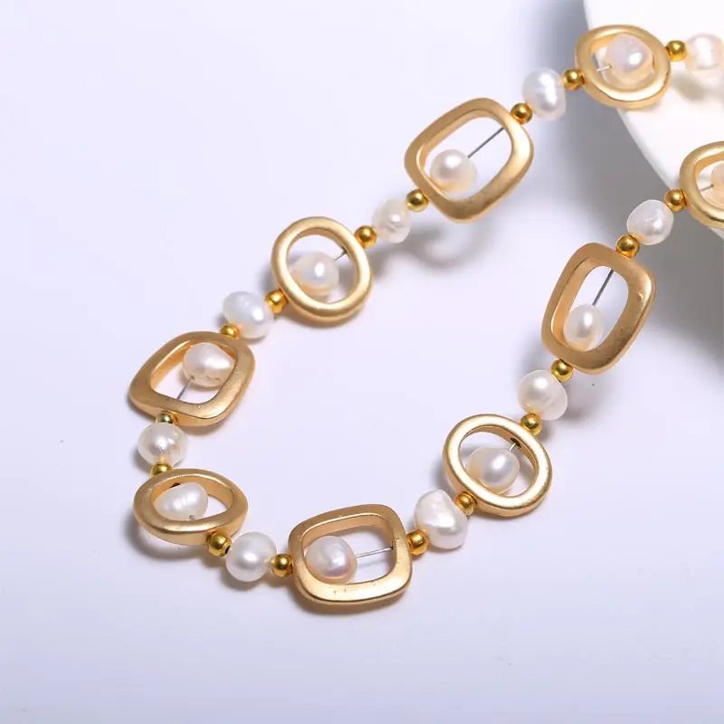 Pearl Necklace Geometry Necklace Pearl 7-8 mm Diameter Personality Match