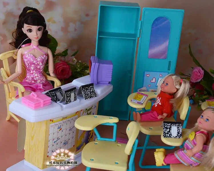 Для класса Барби Келли мебель реквизит для сцены детский сад набор классной комнаты Игрушки для девочек аксессуары для кукольного домика Барби