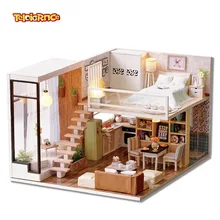 DIY кукольный домик Миниатюрный Кукольный домик с деревянная мебель для дома игрушки для детей Новогодний Рождественский подарок