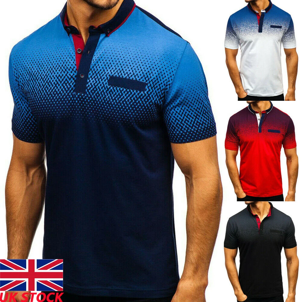 Мужская спортивная быстросохнущая футболка с короткими рукавами, градиентная футболка, топы для мужчин, приталенная быстросохнущая тенниска, мужские топы, футболки для гольфа