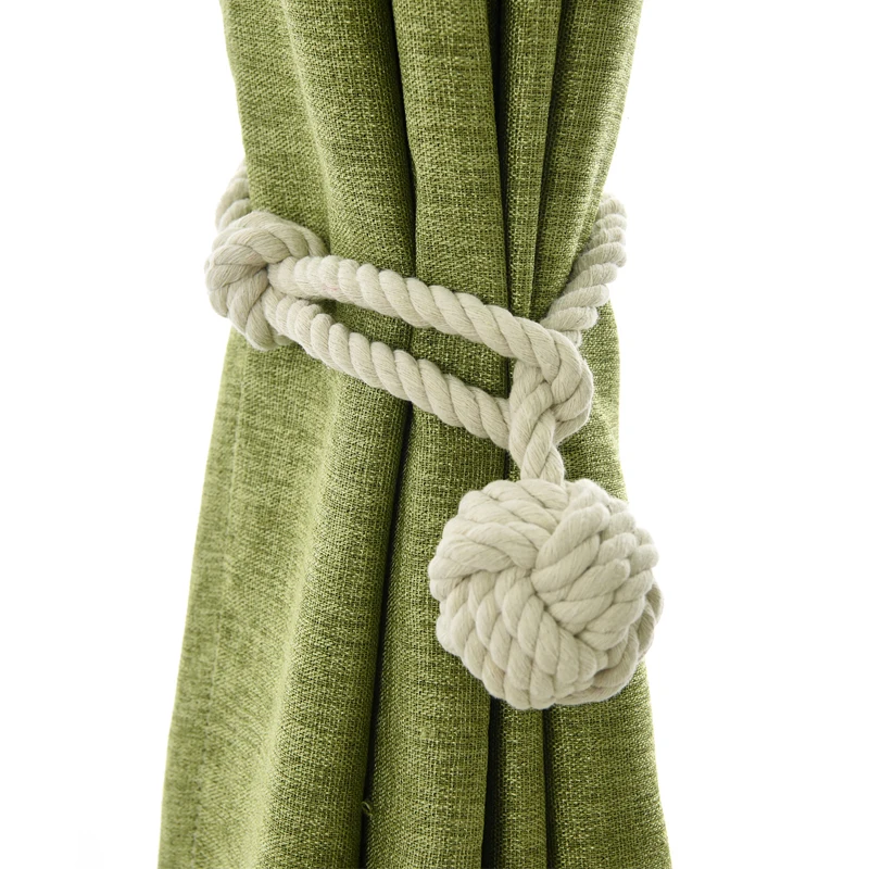 

1 Pair Cotton Rope Tieback Hand Knitting Nordic Style Window Curtain Holdbacks for Blackout Curtains and Draperies Decoration
