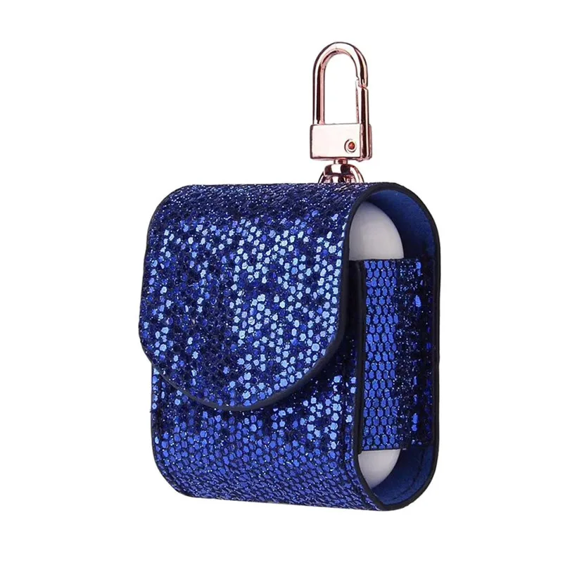 Headphone Bling Case For AirPods Case Magnetic Closure Leather Cover With Anti-lost Keychain Glitter 40MAY280