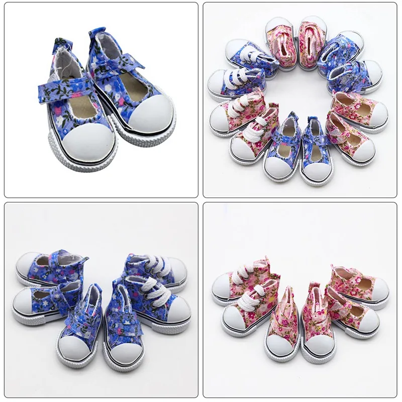 

2018 New Assorted Colors 5cm Printing Cowboy Blue Mini Doll Sneakers Boots For 1/6 Doll Accessories