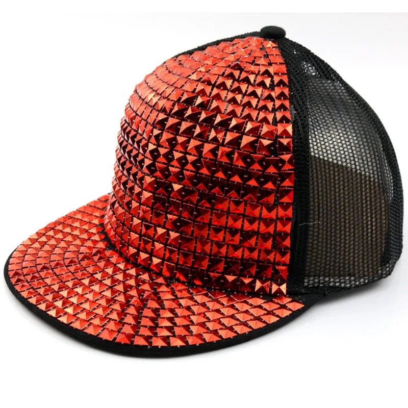 Модная новая детская бейсбольная кепка s Dazzle крутая цветная квадратный ноготь шапки с козырьком хип-хоп шляпа Детская кепка - Цвет: Red
