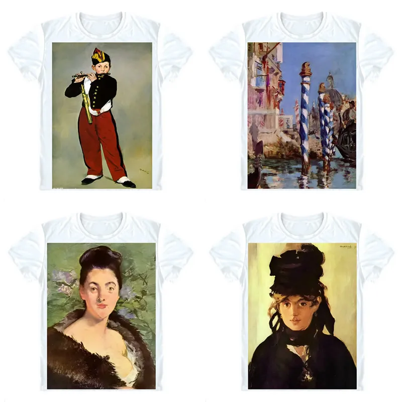 

Edouard Manet T-Shirts Short Sleeve Shirts Oil Painting The Fifer Portrat der Dame im Pelz Canale Grande Venedig Cosplay Shirt