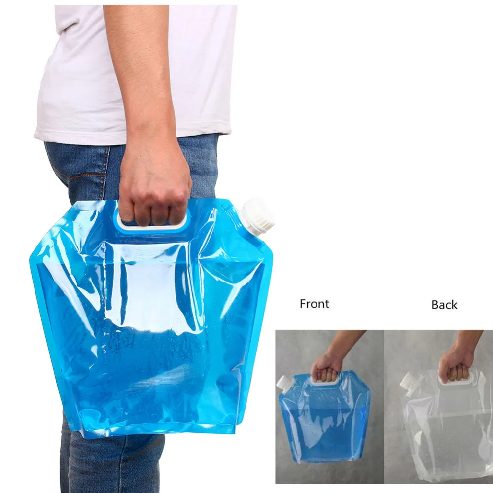 Folding 10L Drinking Water Bag Pouch Container Barrel Carrier Hiking BBQ 