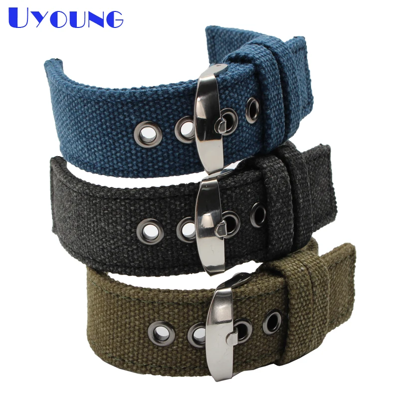 

Canvas watch strap 20mm 24mm 22mm thick Watchband pin buckle watch belt New Hot high Quality accessories