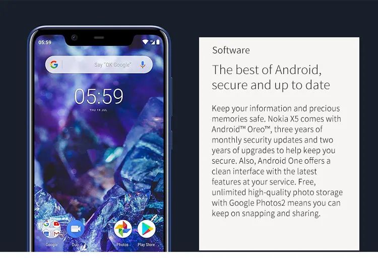 NOKIA X5 3GB RAM 32GB ROM Helio P60 MTK6771 2.0GHz Octa Core 5.86 Inch 2.5D HD+ Full Screen Dual Camera Android 8.1 4G LTE Smartphone