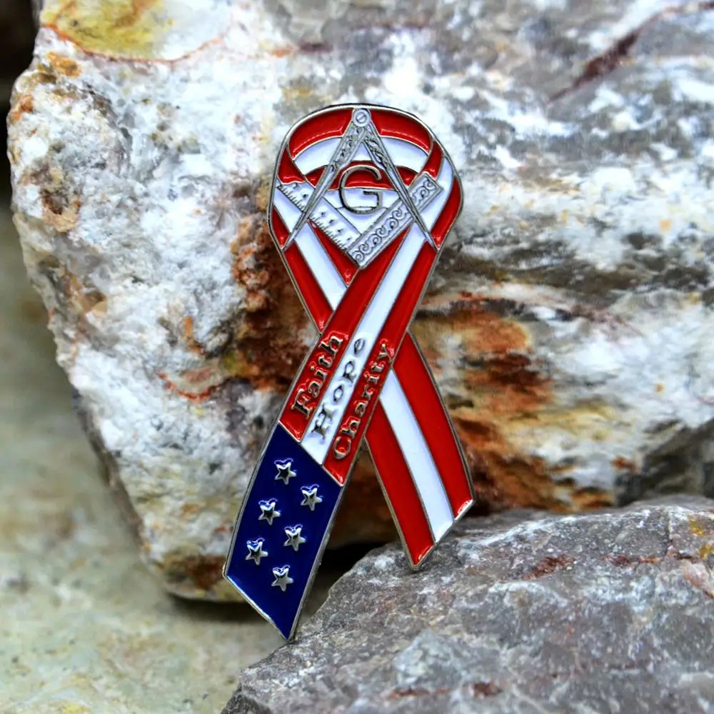

Masonic Lapel Pins Badge Mason Freemason B62 ribbon USA Flag1.3 and 3.8cm